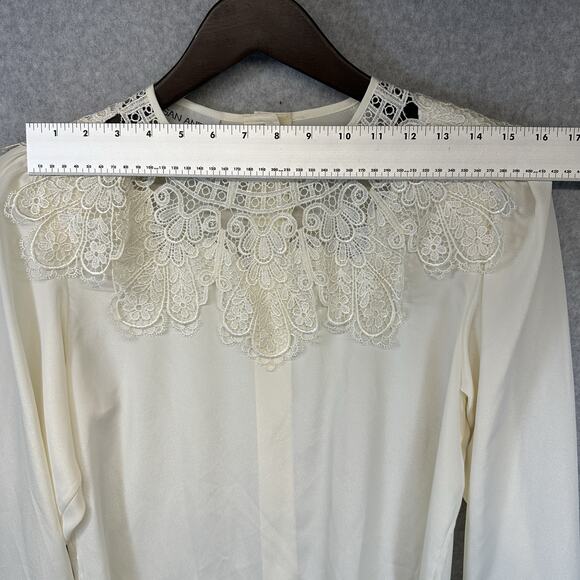 San Andre 1993 Womens Vintage Blouse Size 6 Lace Neck White Long Sleeve - Picture 6 of 16